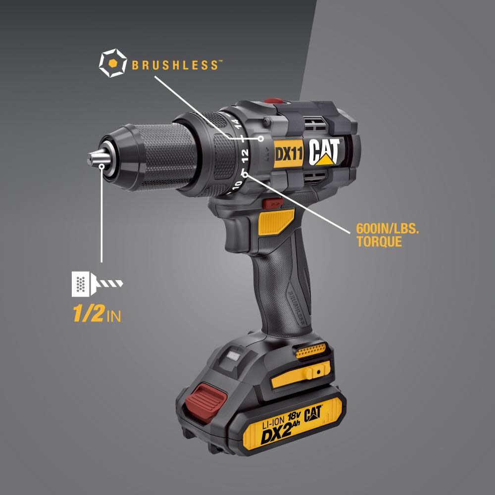 18V 1/2 in Cordless Drill/Driver with Brushless Motor and Two Batteries DX11