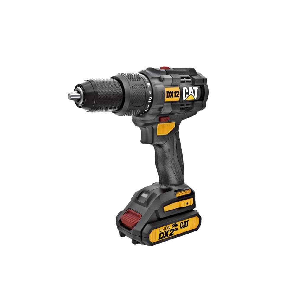 18V 1/2 in Cordless Hammer Drill with Two Batteries and Charger DX12