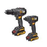 18V Cordless Hammer Drill and Impact Driver Combo Kit with Two Batteries DX12K