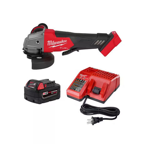 M18 FUEL 18V Lithium-Ion Brushless Cordless 4-1/2 In./5 In. Grinder and Starter Kit W/(1) 5.0 Ah Battery and Charger