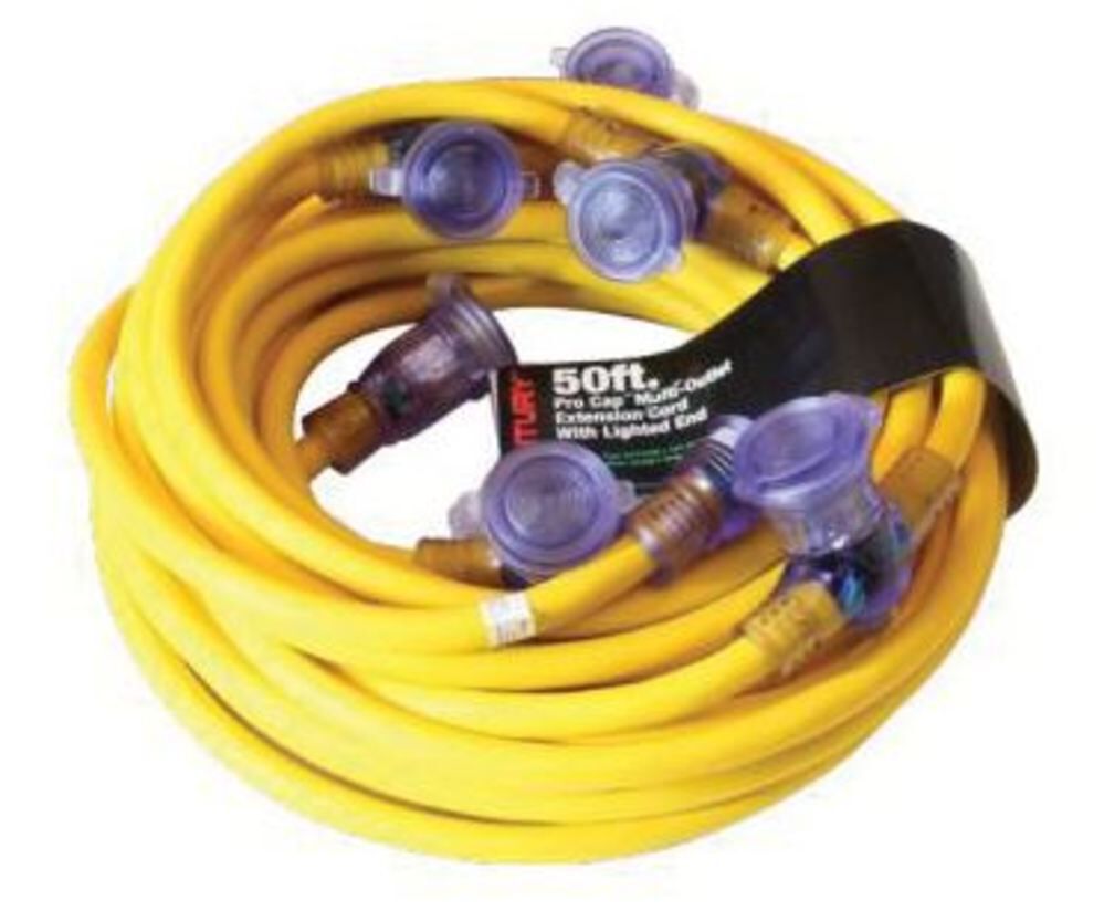 50 ft 12/3 SJTW Yellow Power Distribution Cord D12421050