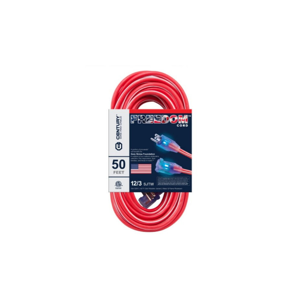 Freedom 50 ft 12/3 SJTW Red/White/Blue Lighted Extension Cord D11712050RWB