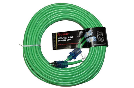 ProStar 100 ft 12/3 SJTW Green Lighted Extension Cord D11712100GN