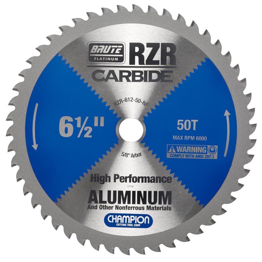 Brute Carbide Tipped Circular Saw Blade 6-1/2 In (aluminum/non-ferrous cutting) RZR-612-50-NF