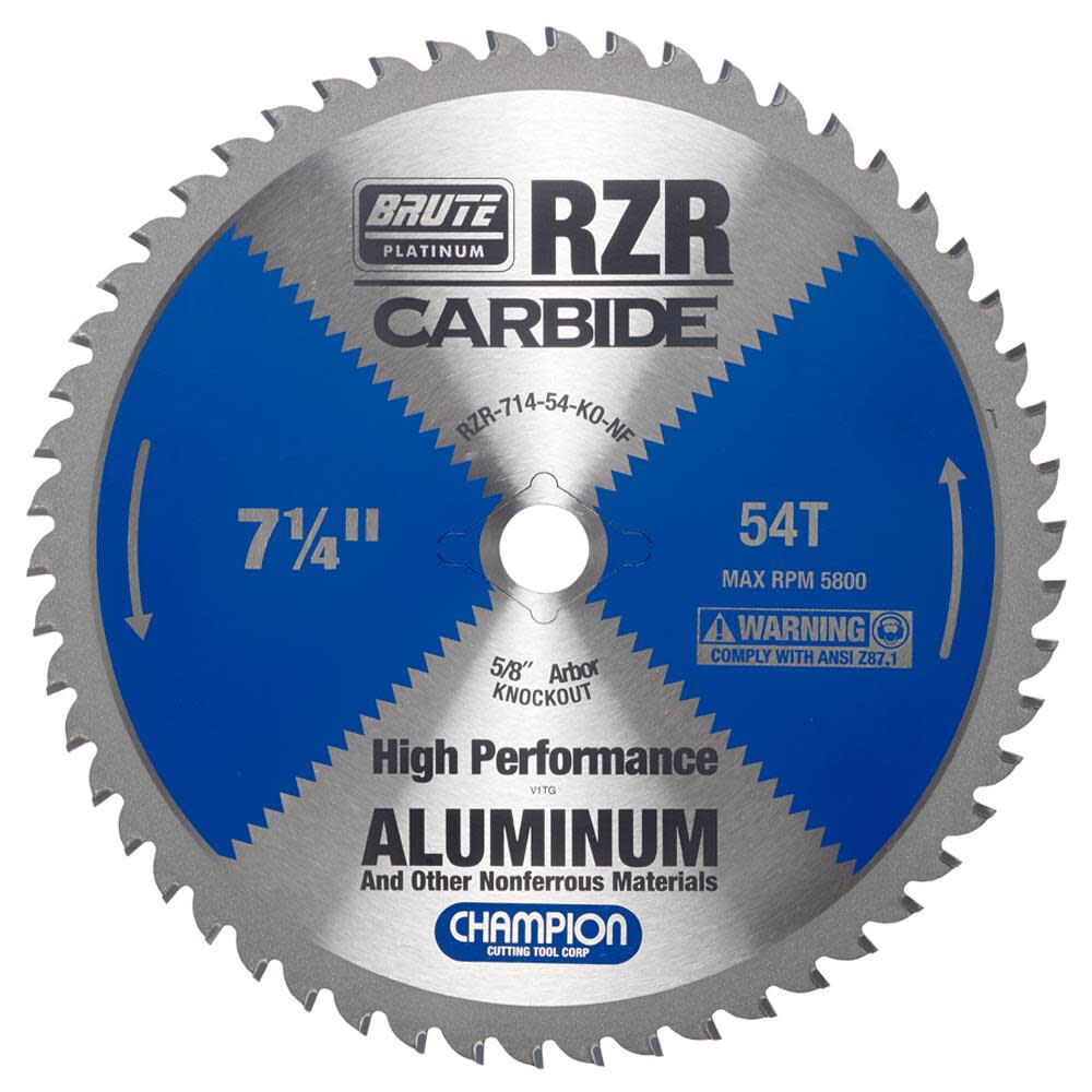 Brute Carbide Tipped Circular Saw Blade 7-1/4 In (aluminum/non-ferrous cutting) RZR-714-54-KO-NF