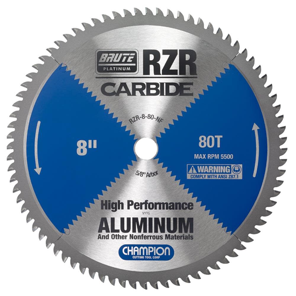 Brute Carbide Tipped Circular Saw Blade 8in (aluminum/non-ferrous cutting) RZR-8-80-NF