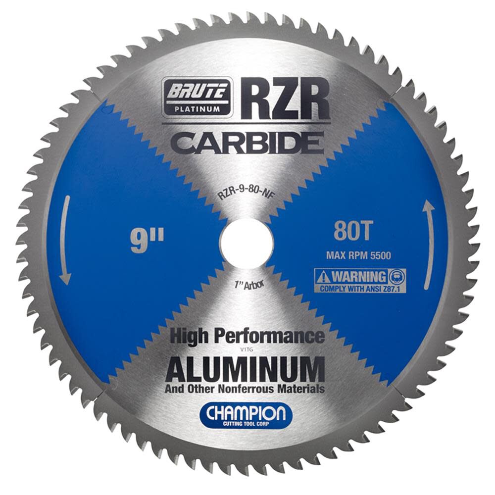 Brute Carbide Tipped Circular Saw Blade 9 In. (aluminum/non-ferrous cutting) RZR-9-80-NF