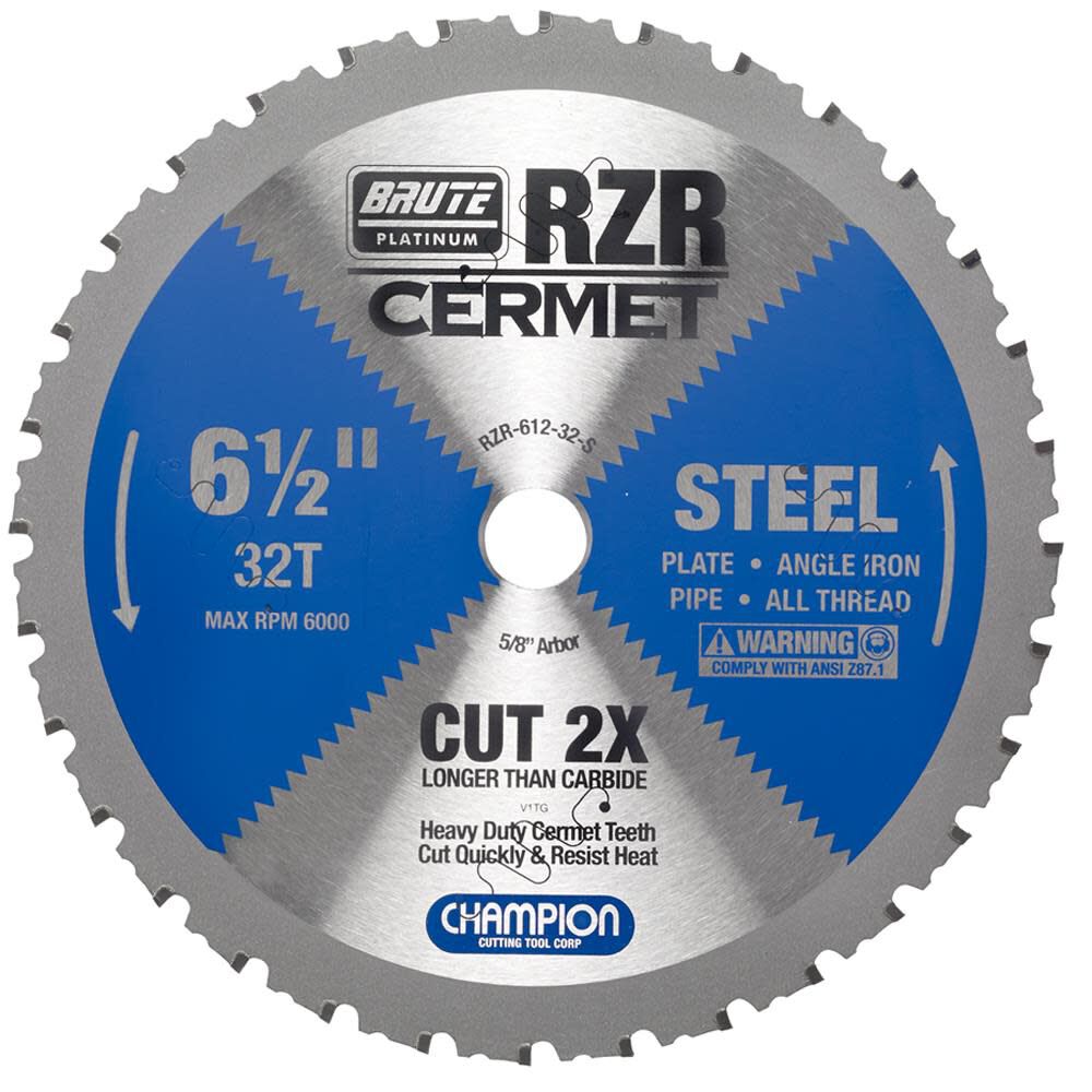 Brute Cermet Tipped Circular Saw Blade 6-1/2 In. (steel cutting) RZR-612-32-S