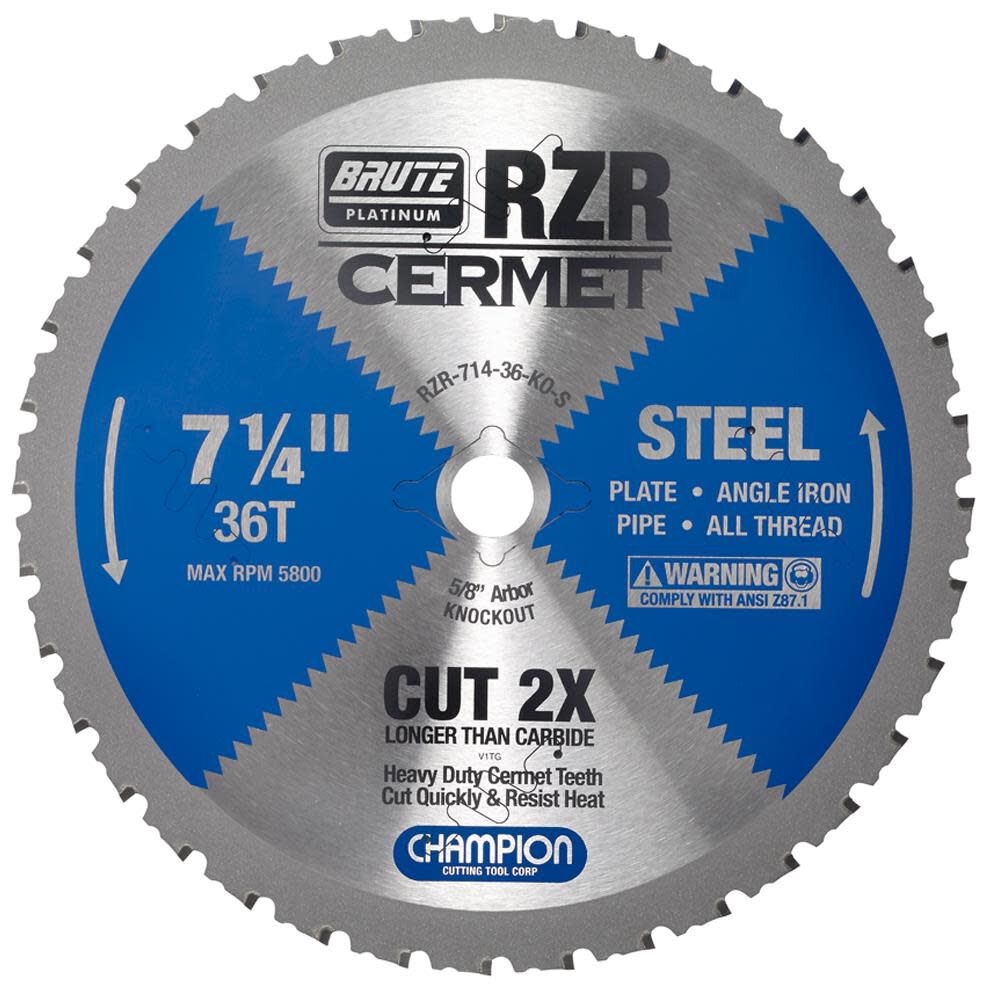 Brute Cermet Tipped Circular Saw Blade 7-1/4 In (steel cutting) RZR-714-36-KO-S