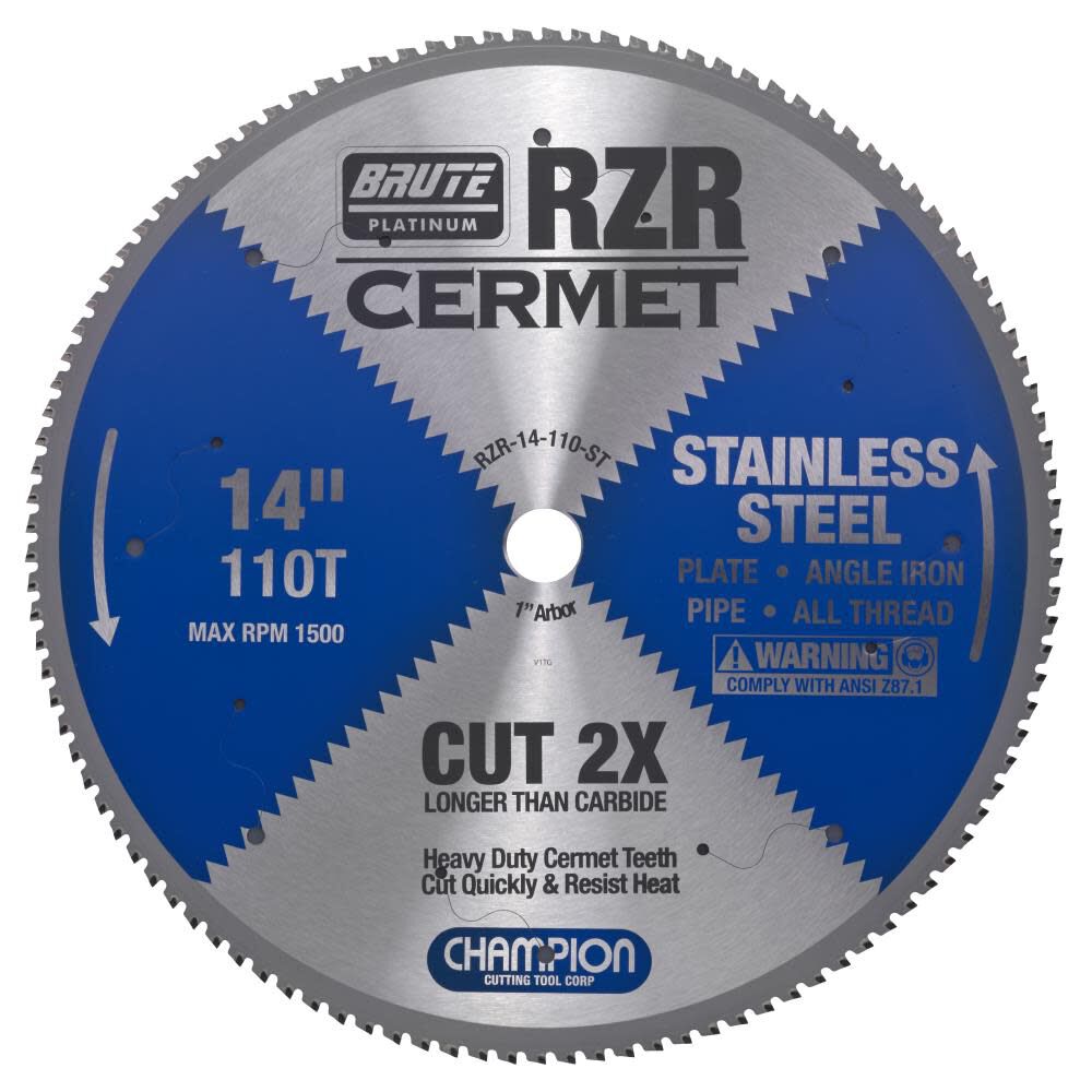 Cermet Tipped Circular Saw Blade 14 In. (Stainless Steel Cutting) RZR-14-110-ST