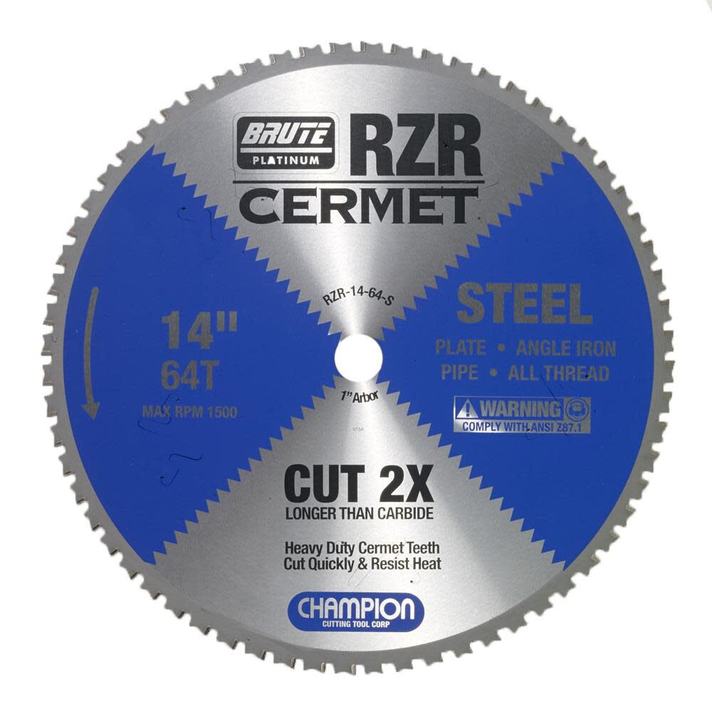 Cermet Tipped Circular Saw Blade 14in (Steel Cutting) RZR-14-64-S