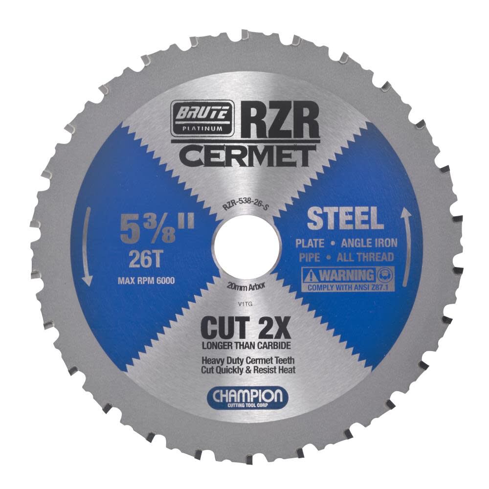 Cermet Tipped Circular Saw Blade 5-3/8in (Steel Cutting) RZR-538-26-S