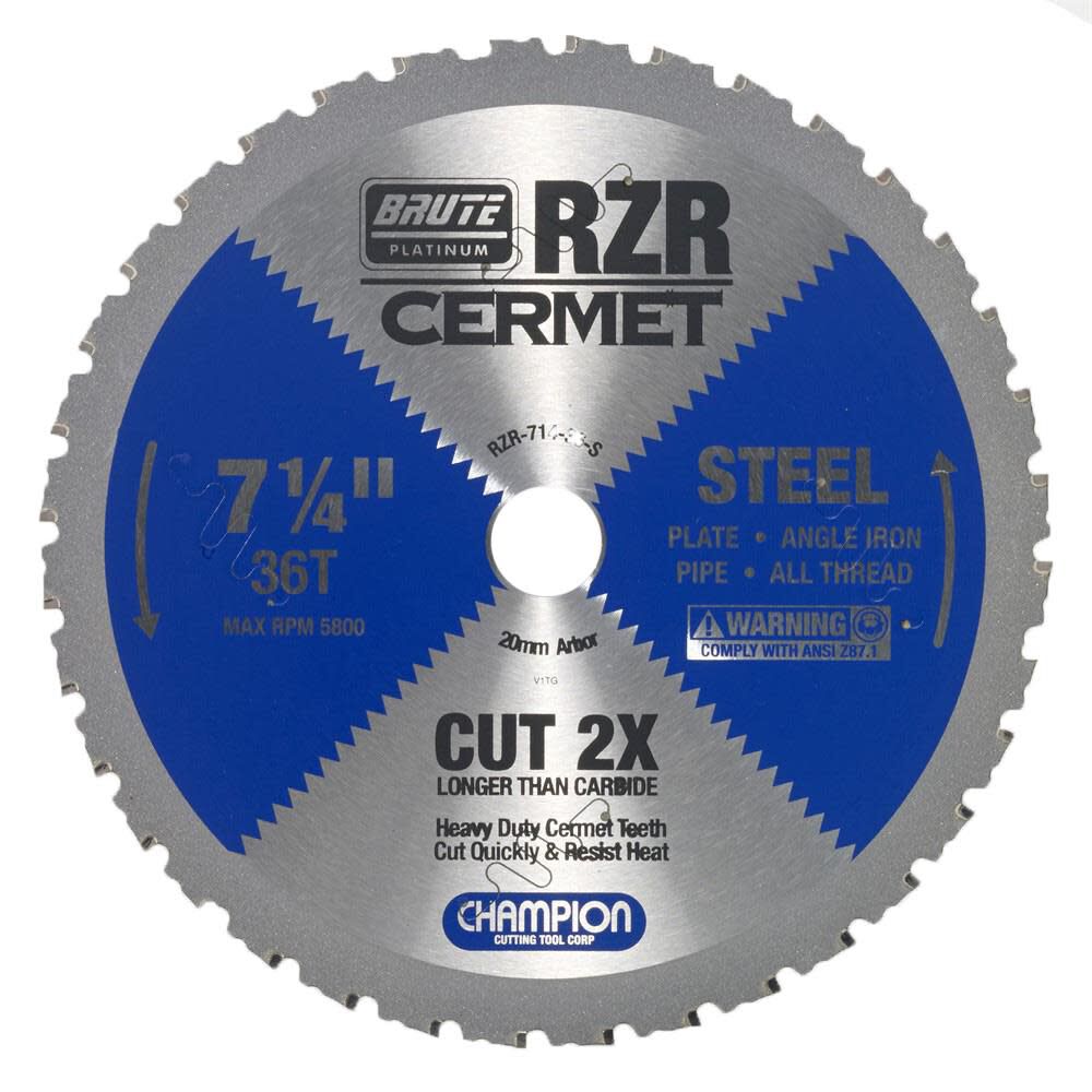 Cermet Tipped Circular Saw Blade 7-1/4in (Steel Cutting) RZR-714-36-S