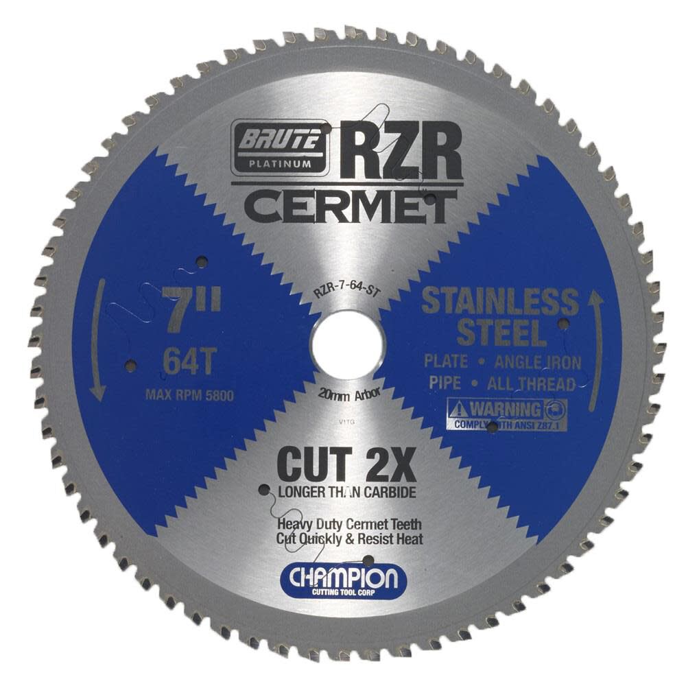 Cermet Tipped Circular Saw Blade 7 In. (Stainless Steel Cutting) RZR