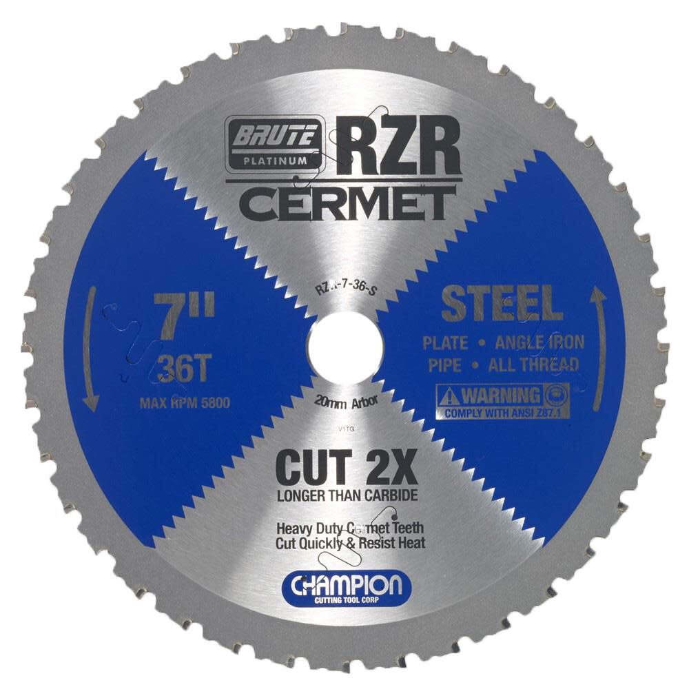 Cermet Tipped Circular Saw Blade 7in (Steel Cutting) RZR-7-36-S