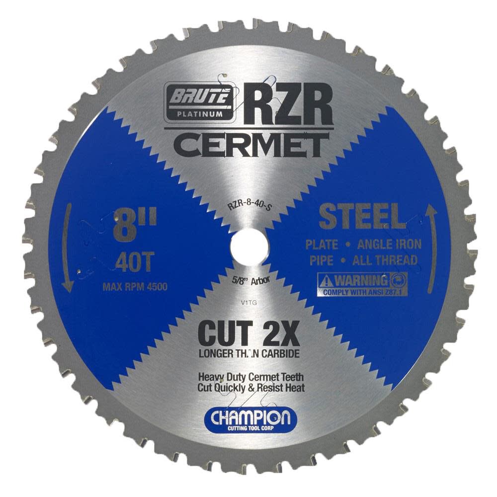 Cermet Tipped Circular Saw Blade 8in (Steel Cutting) RZR-8-40-S