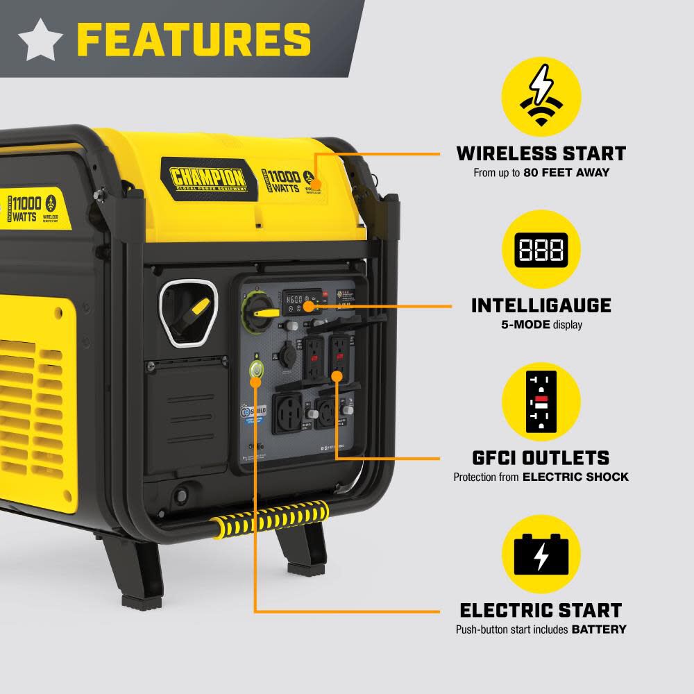 11,000 Watt Wireless Remote Start Home Backup Portable Inverter Generator 201407