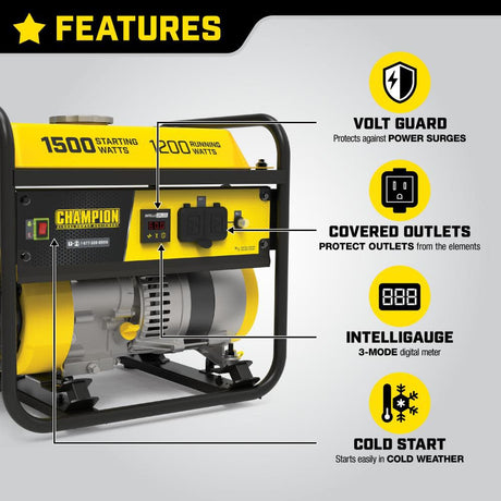 1200-Watt Multi-Purpose Portable Generator with Cold Start TechnologyEPA Certified and CARB Compliant 200915