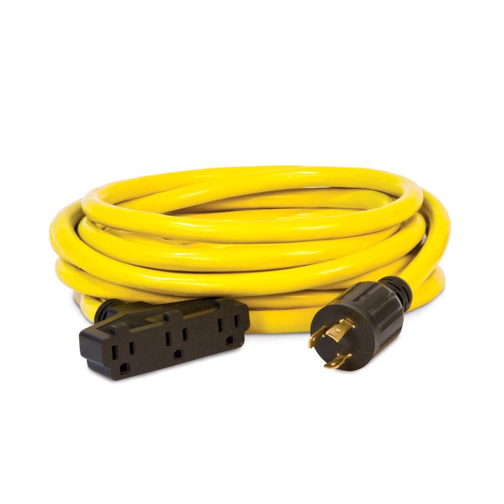 Power Equipment 25-Foot 30-Amp 125-Volt Fan-Style Generator Extension Cord (L5-30P to three 5-15R) 48034