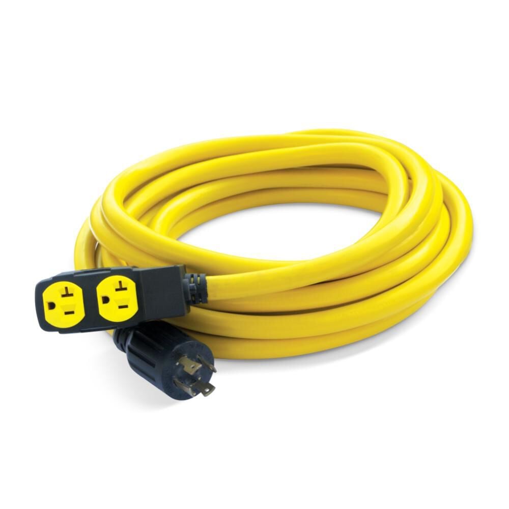 25 ft Generator Extension Cord 30-Amp 125/250-Volt Duplex-Style with Circuit Breakers L14-30P to Four 5-20R 48043