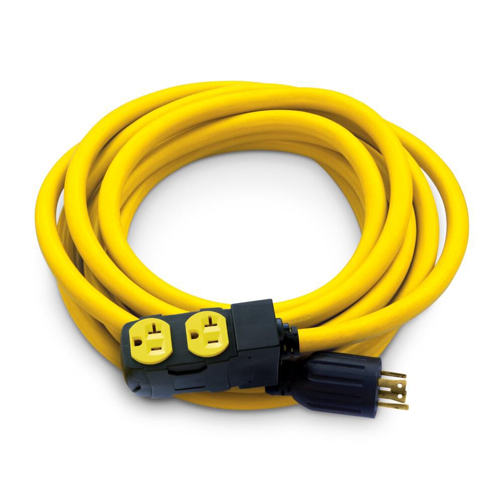 25 ft Generator Extension Cord 30-Amp 125/250-Volt Duplex-Style with Circuit Breakers L14-30P to Four 5-20R 48043