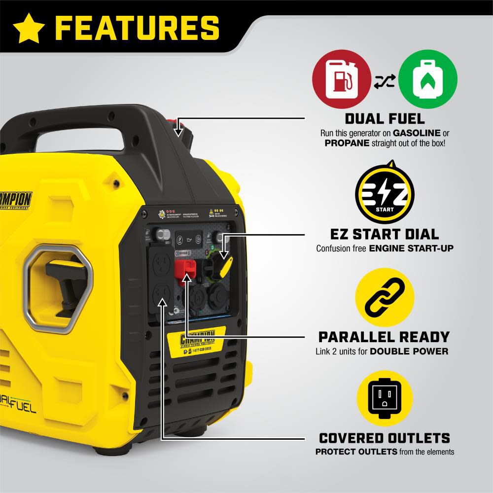 2500-Watt Ultralight Portable Dual Fuel Inverter Generator with CO Shield 201183