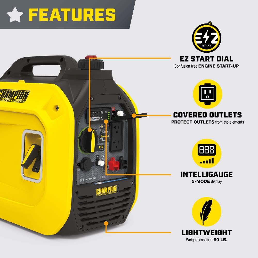 2500-Watt Ultralight Portable Inverter Generator with CO Shield 201317