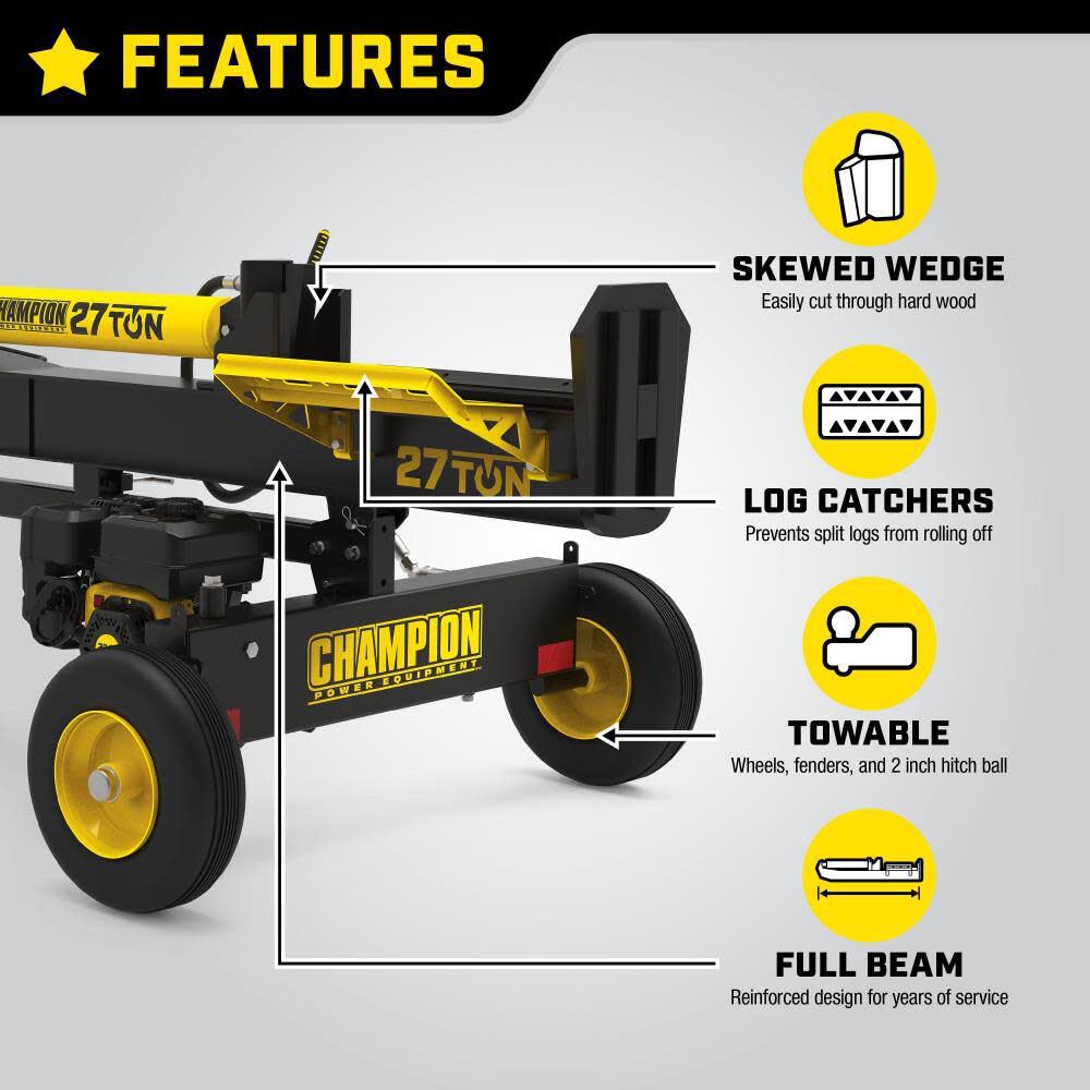 27 Ton Horizontal/Vertical Full Beam Gas Log Splitter with Auto Return 201312