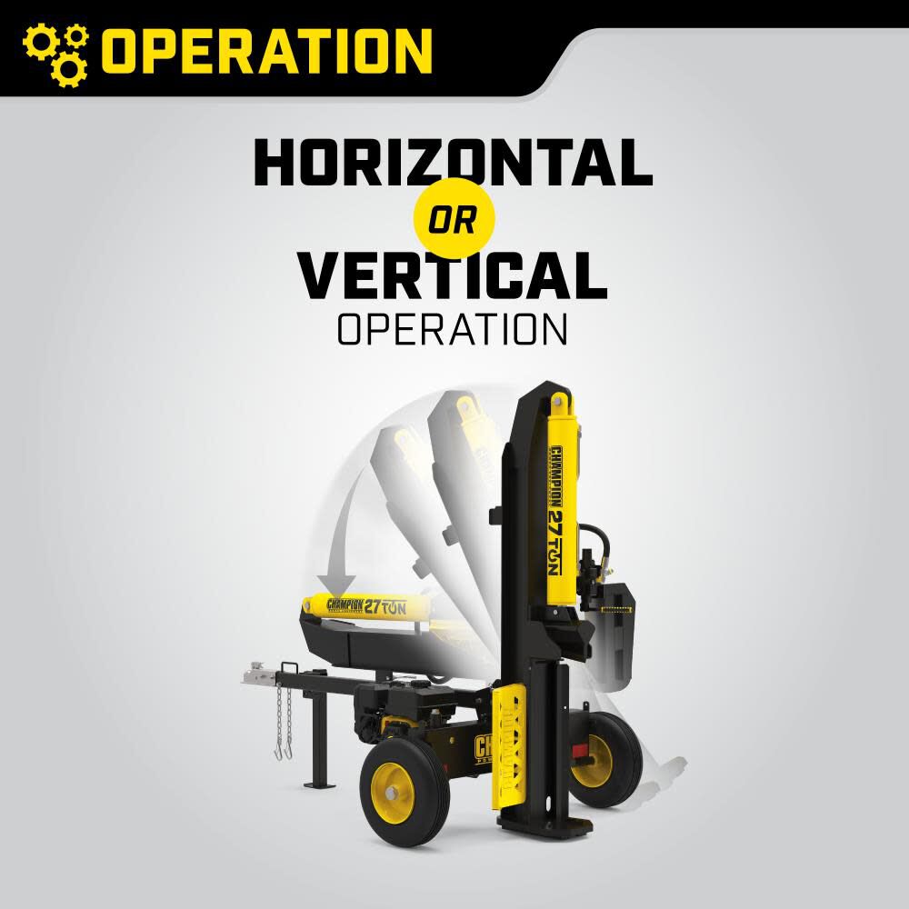 27 Ton Horizontal/Vertical Full Beam Gas Log Splitter with Auto Return 201312