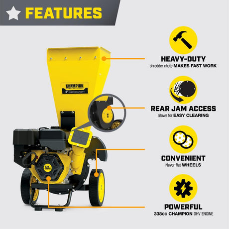 Power Equipment 3in Portable Chipper-Shredder with Collection Bag 201353