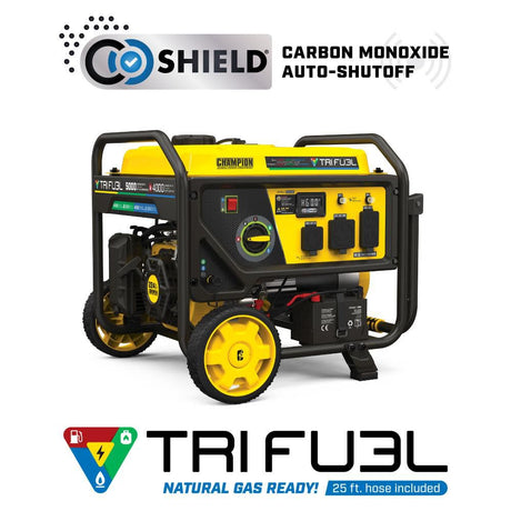 4000 Watt Tri-Fuel Portable Natural Gas Generator with CO Shield & Electric Start 201223