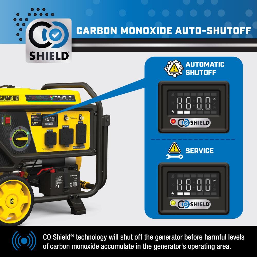 4000 Watt Tri-Fuel Portable Natural Gas Generator with CO Shield & Electric Start 201223