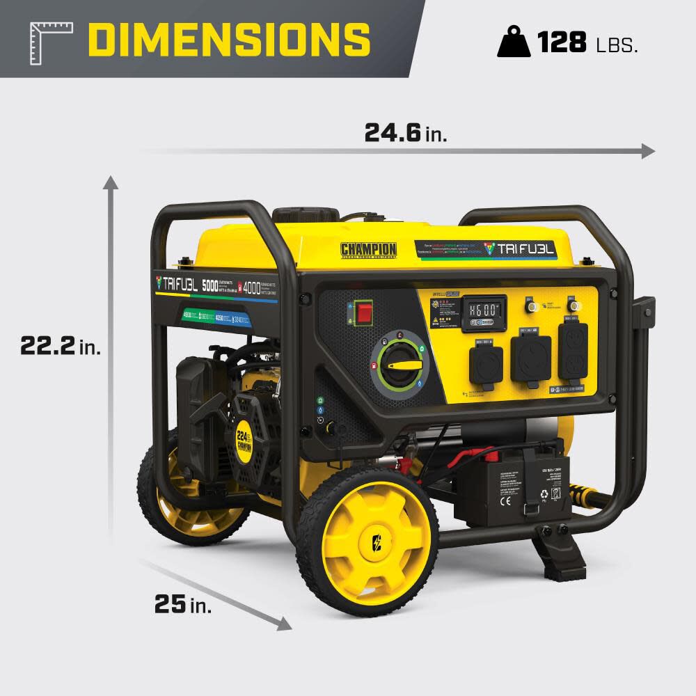 4000 Watt Tri-Fuel Portable Natural Gas Generator with CO Shield & Electric Start 201223