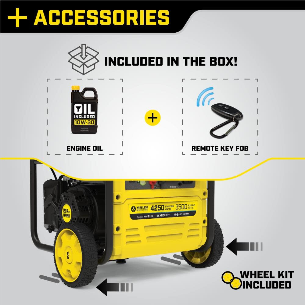 4250-Watt Wireless Remote Start Open Frame Inverter Generator with Quiet Technology 200913