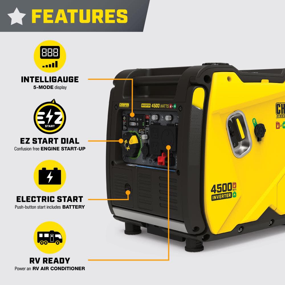 4500-Watt Portable Dual Fuel Inverter Generator with CO Shield 201319