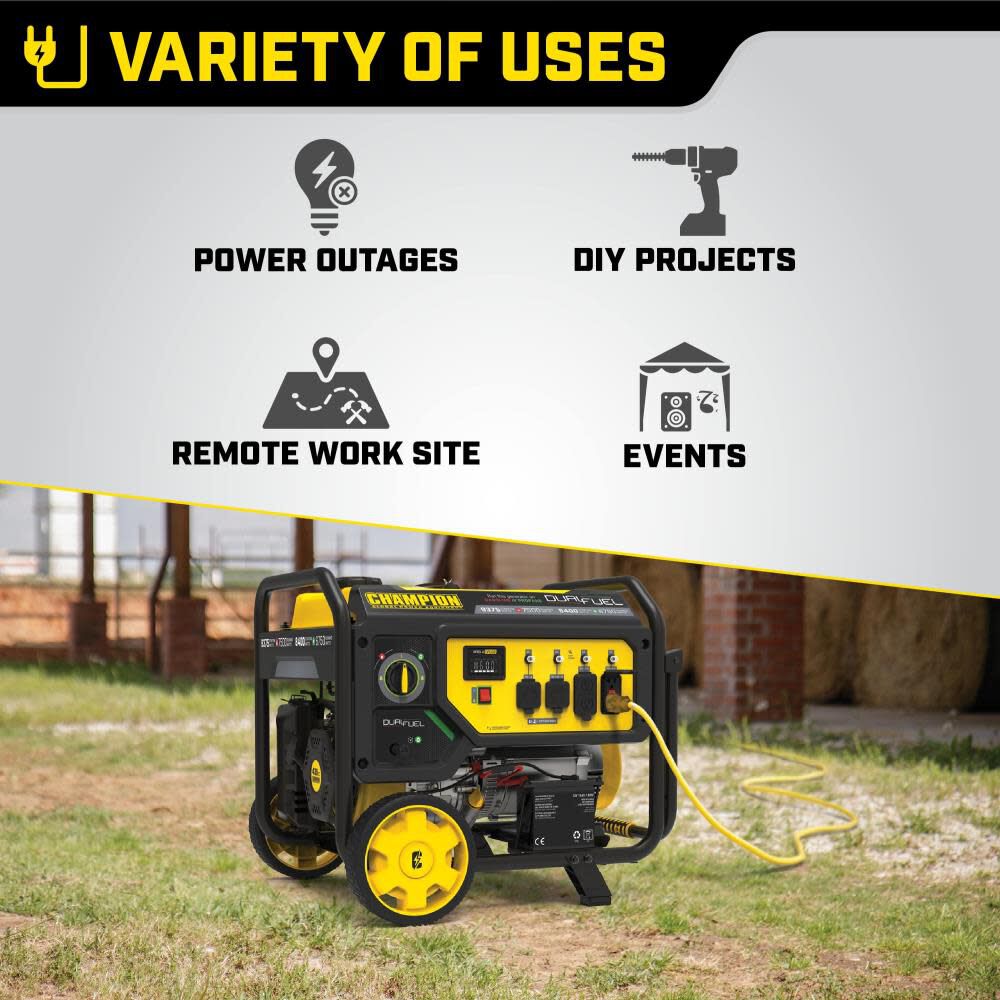 7500 Watt Dual Fuel Portable Generator with Electric Start 100891