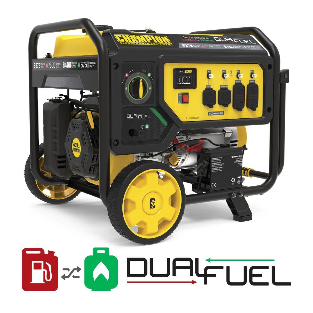 7500 Watt Dual Fuel Portable Generator with Electric Start 100891