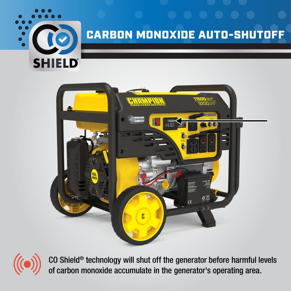 9200 Watt Electric Start Portable Generator with CO Shield 201110