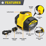 Portable 120V 1100lb Electric Winch Kit with Pulling and Lifting Capability 201371