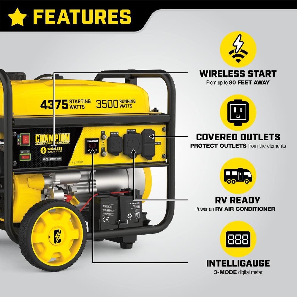 Portable Generator with Wireless Remote Start 3500 Watt RV Ready 200964