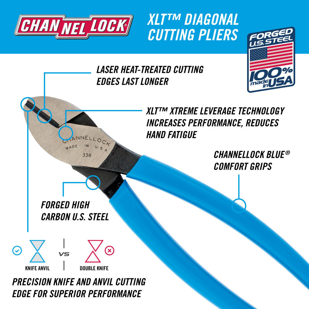 XLT, Xtreme Leverage Technology 8-in Electrical Cutting Pliers 338