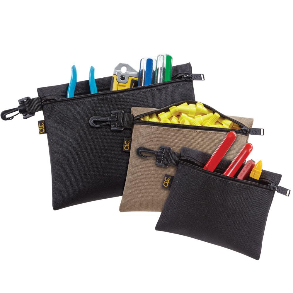 3 Multi-Purpose Clip-On Zippered Bags 1100