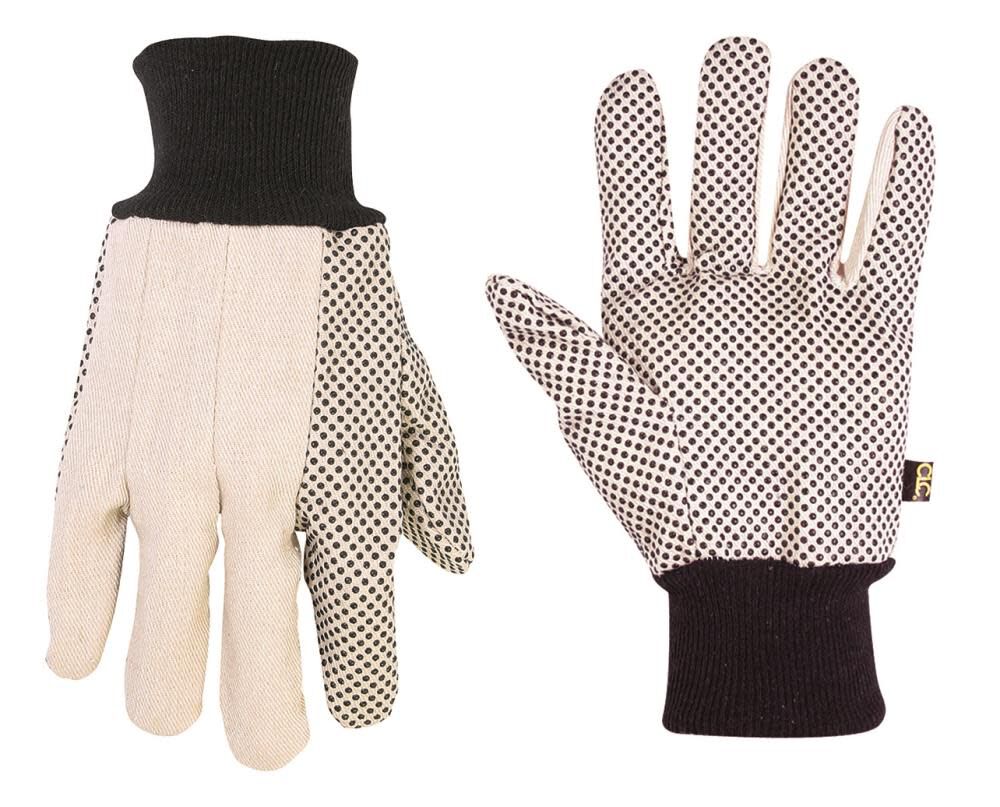 Cotton Canvas Gloves with PVC Gripper Dots - L 2006