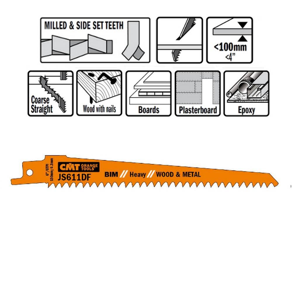 Bi Metal Recip Blade JS611DF-5