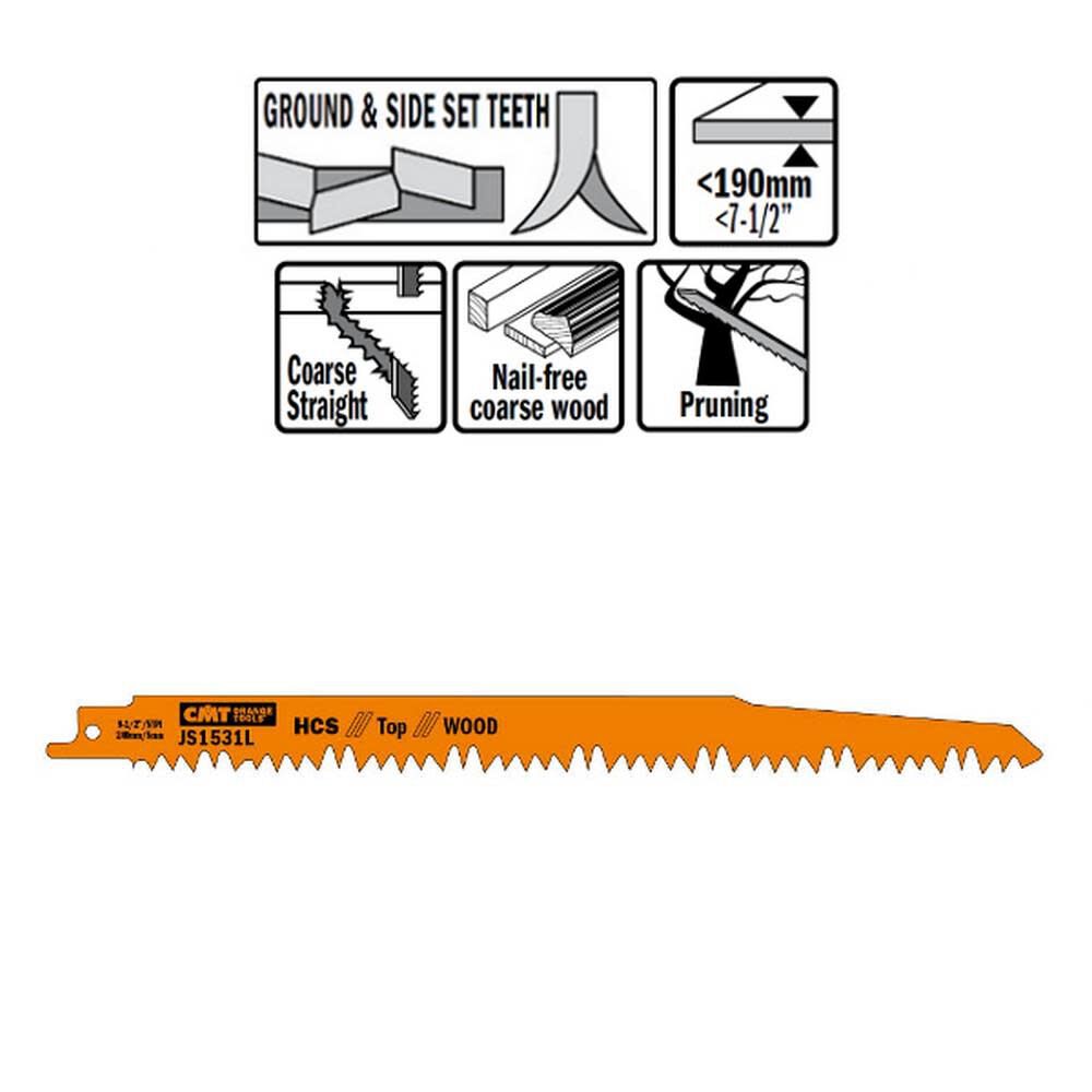 HCS Reciprocating Saw Blades for Wood 8-1/2 In. 5 TPI - 5 pack JS1531L-5