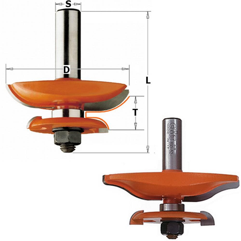 Raised Panel Bit with Back Cutter 3-1/2 In. Diameter 1/2 In. Shank 890.527.11