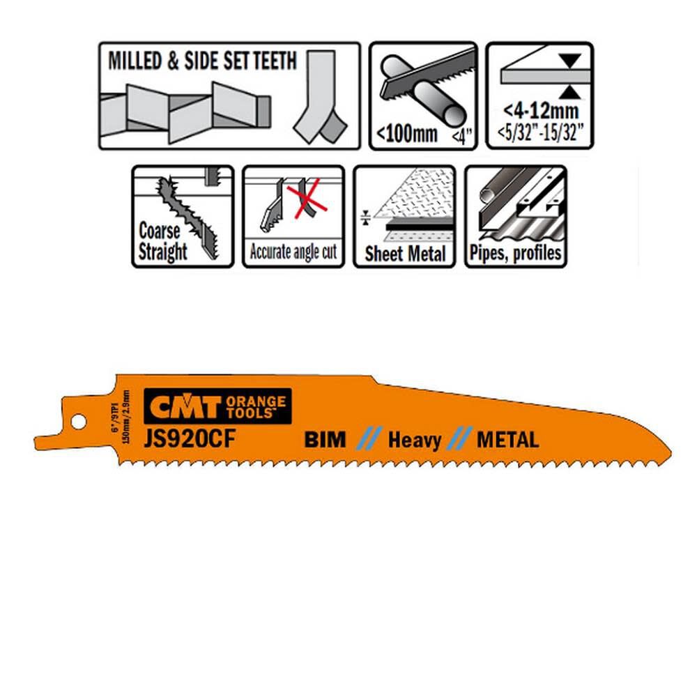 Tri-metal Reciprocating Saw Blades for Metal 5 In. 9 TPI - 5 pack JS920CF-5