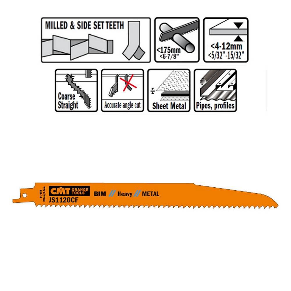 Tri-metal Reciprocating Saw Blades for Metal 8 In. 9 TPI - 5 pack JS1120CF-5