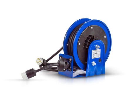 Hose Reel 30' Compact Spring Driven Cord Reel Single Receptacle with 12GA Steel Base PC10-3012-A
