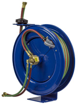 Hose Reel Dual Hose Spring Rewind for Oxygen Acetylene 1/4in ID 100' 200 PSI SHW-N-1100